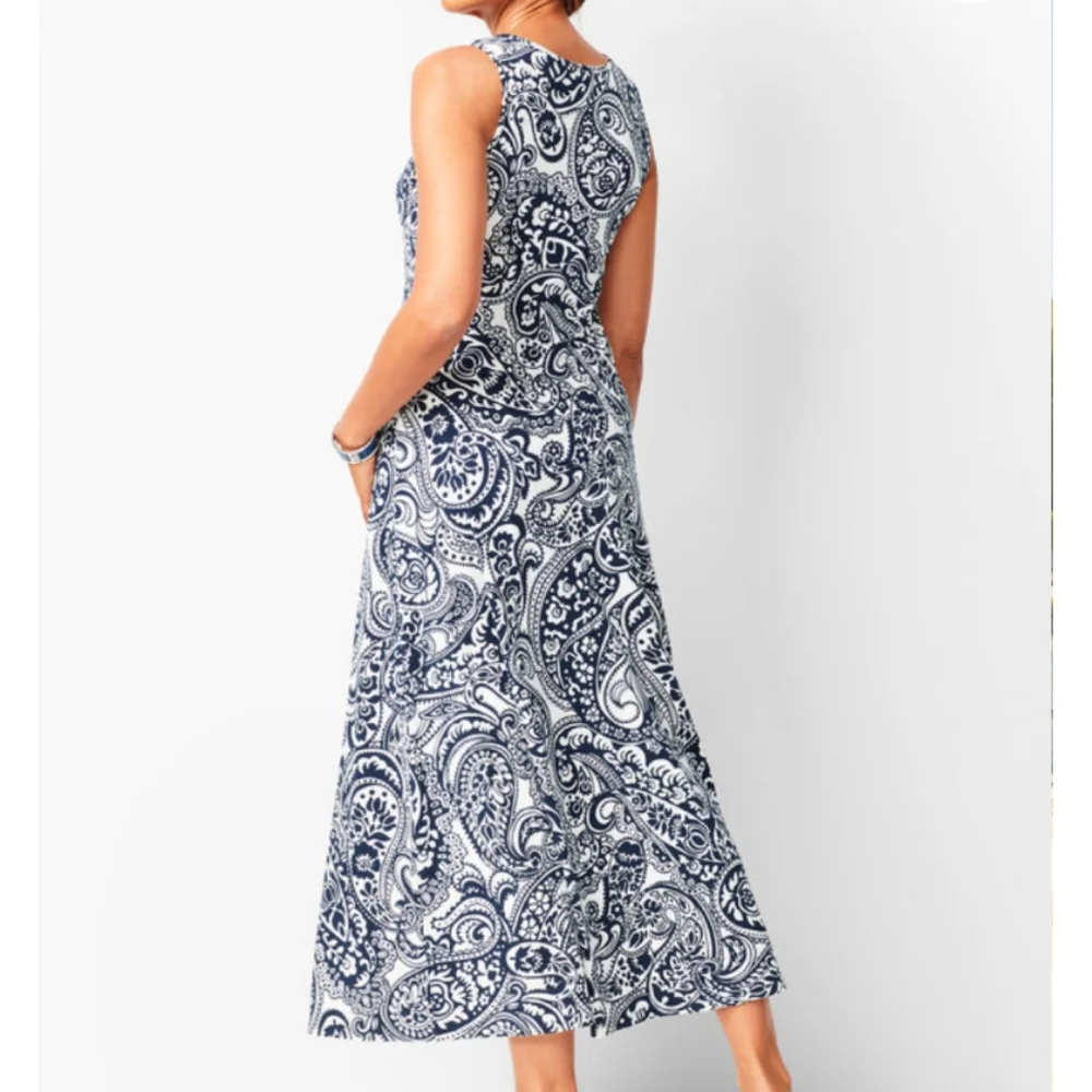 Talbots Knit Jersey Maxi Dress Paisley - Picture 3 of 9